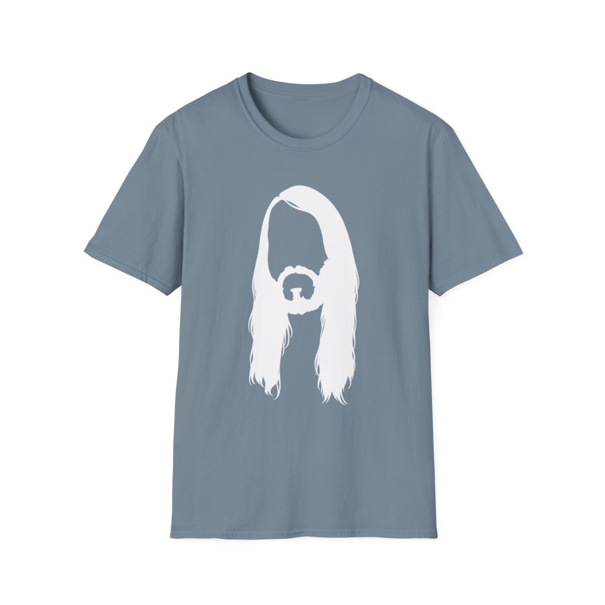 Long Hair Beard Silhouette T-Shirt | Minimal Portrait Tee, Graphic Face Art | Cr1TiKaL | MoistCr1TiKaL - alternate angle 2, merchandise