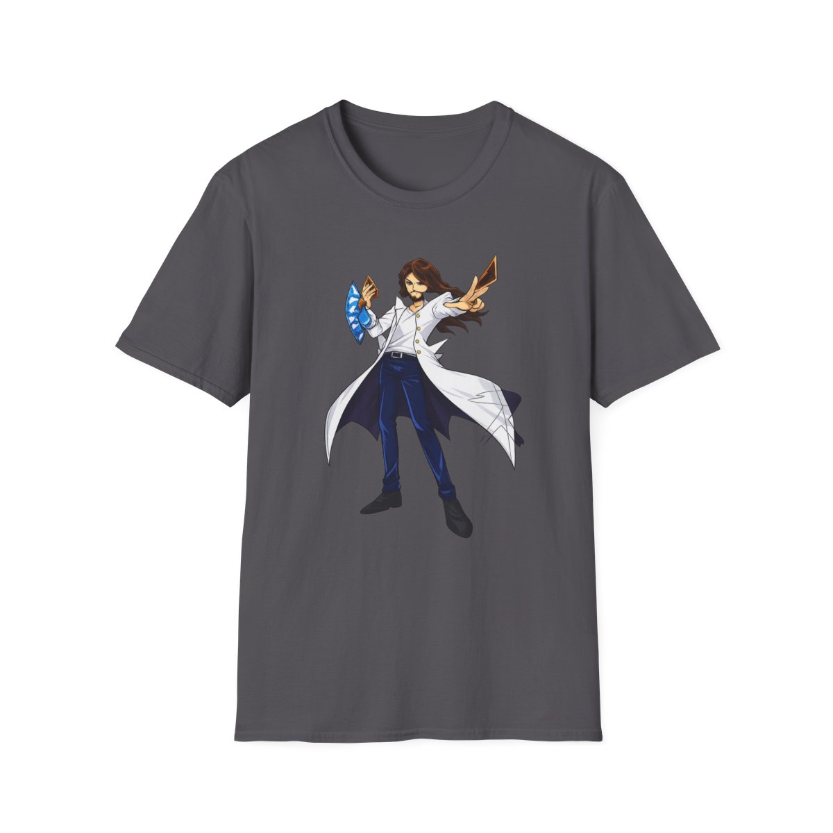 Mage with Crystal and Flame Staff T-Shirt | Fantasy Wizard Illustration | Cr1TiKaL | MoistCr1TiKaL - alternate angle 4, merchandise