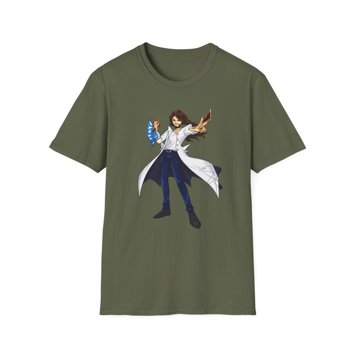 Mage with Crystal and Flame Staff T-Shirt | Fantasy Wizard Illustration | Cr1TiKaL | MoistCr1TiKaL - alternate angle 2, merchandise
