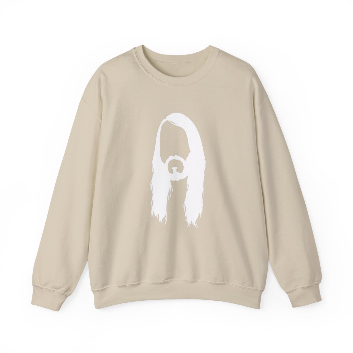 Long Hair Beard Silhouette Sweatshirt | Minimalist Portrait Crewneck | Cr1TiKaL | MoistCr1TiKaL - alternate angle 2, merchandise