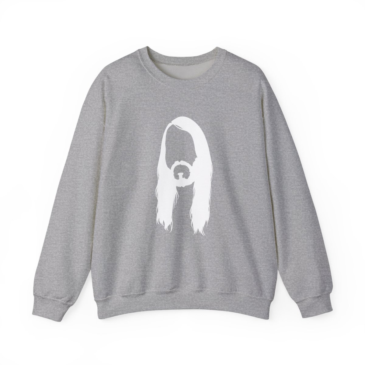 Long Hair Beard Silhouette Sweatshirt | Minimalist Portrait Crewneck | Cr1TiKaL | MoistCr1TiKaL - alternate angle 3, merchandise