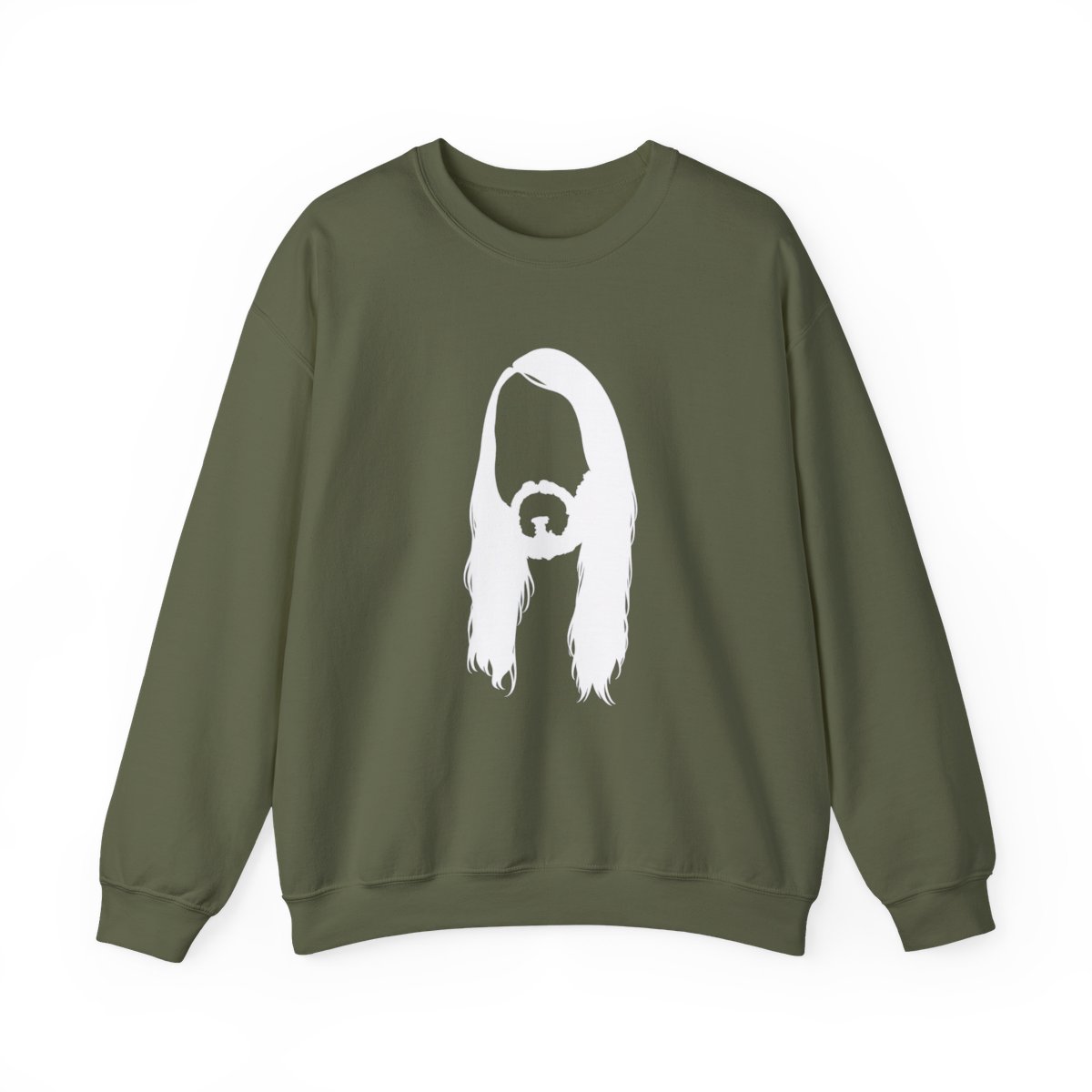 Long Hair Beard Silhouette Sweatshirt | Minimalist Portrait Crewneck | Cr1TiKaL | MoistCr1TiKaL - alternate angle 4, merchandise