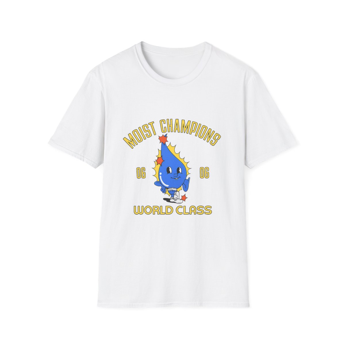 Moist Champions blue drop character T-Shirt | playful sports team tee | Cr1TiKaL | MoistCr1TiKaL - Official T-Shirts merchandise